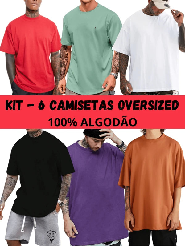 Kit 6 Camisetas Extragrandes para Hombre Camisa Ancha Streetwear Moda