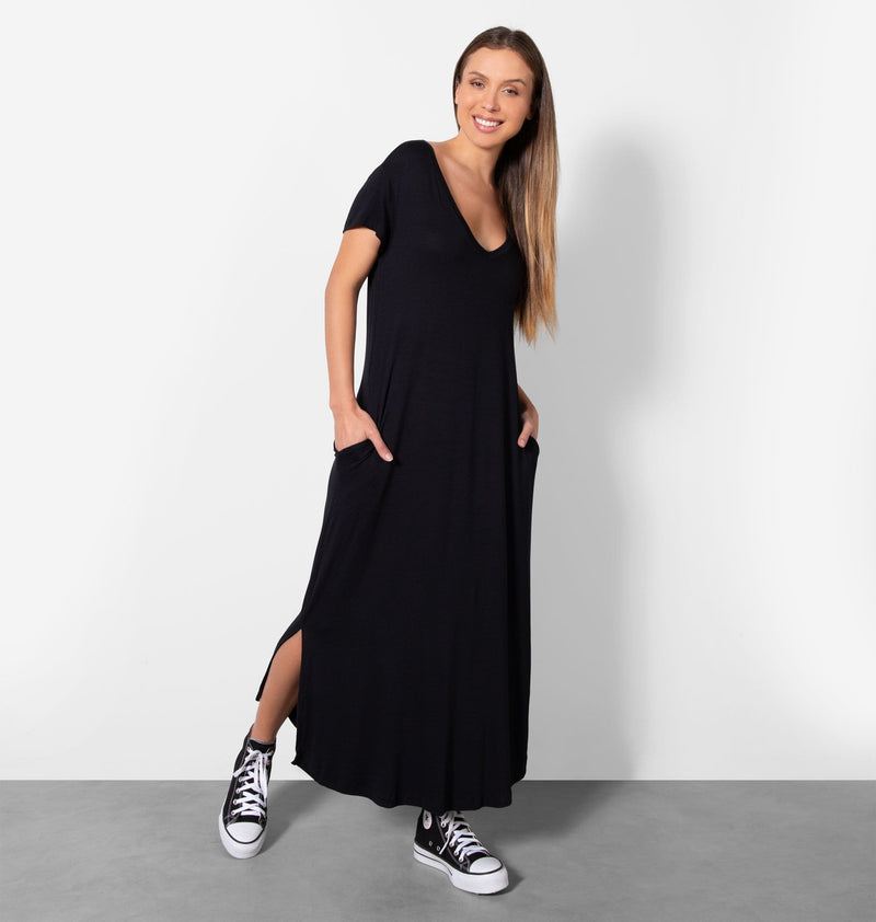 Como Vestidos Camiseta Largos Moda Vestido Camiseta Largo Negro